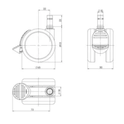 5x ROLO STOP 10mm/65mm | Hartböden - Stuhlrollen Schwarz