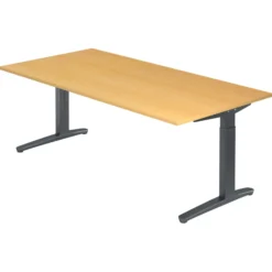 XTRA XB 2E GG | Schreibtisch 200 x 100 höhenverstellbar Buche