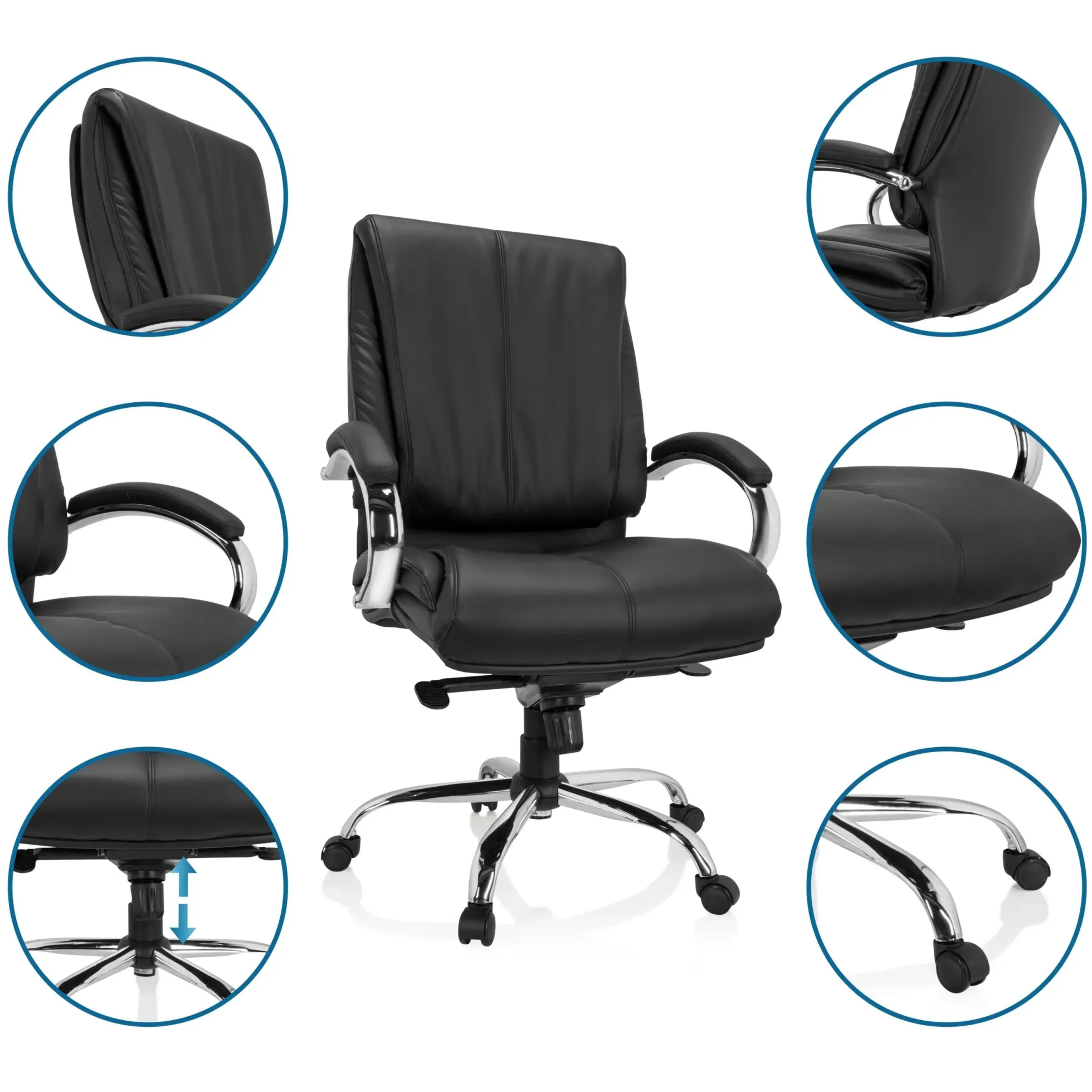 XXL H 100 | Kunstleder - XXL Drehstuhl Schwarz