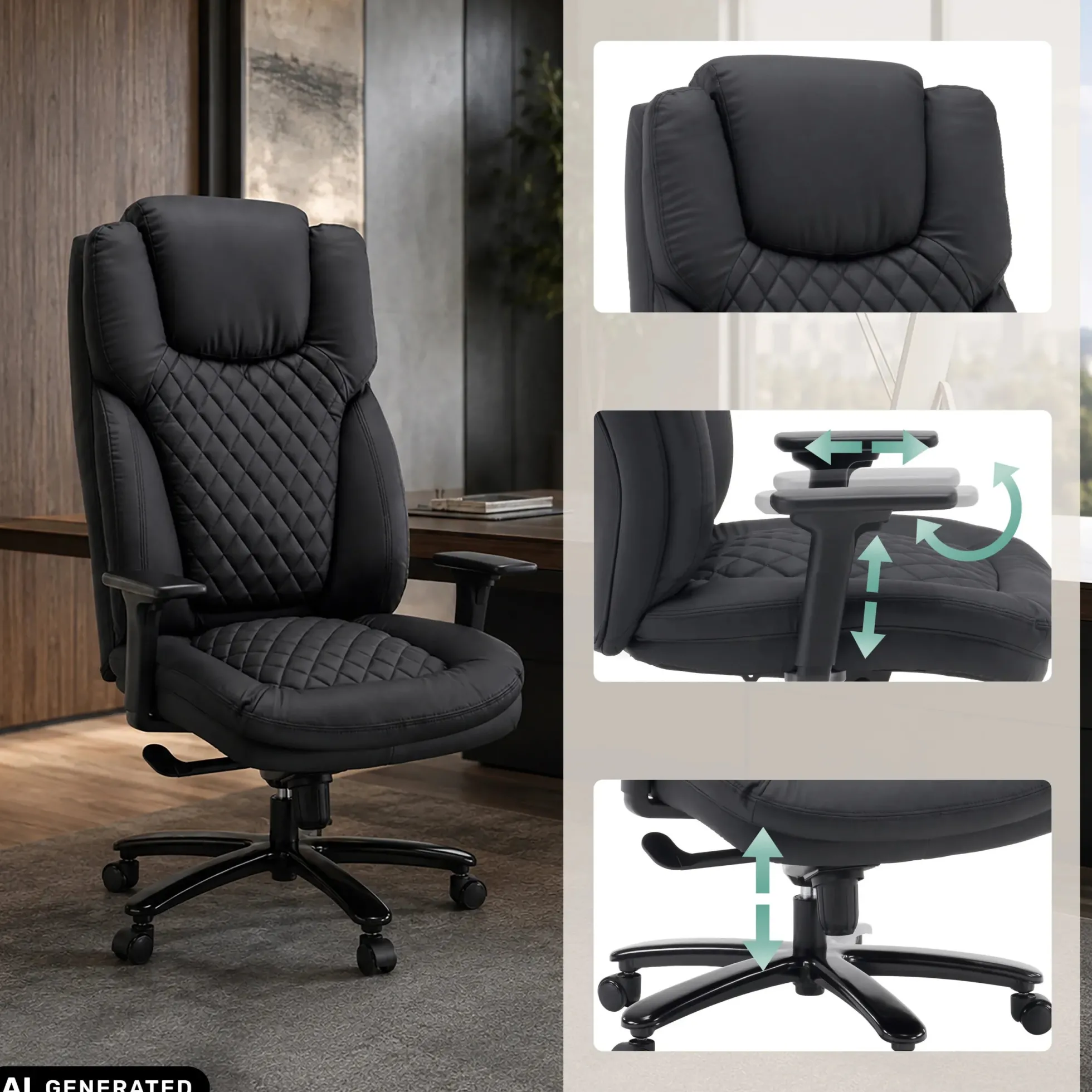 XXL Pullmann Gen2 | Kunstleder - XXL Drehstuhl Schwarz