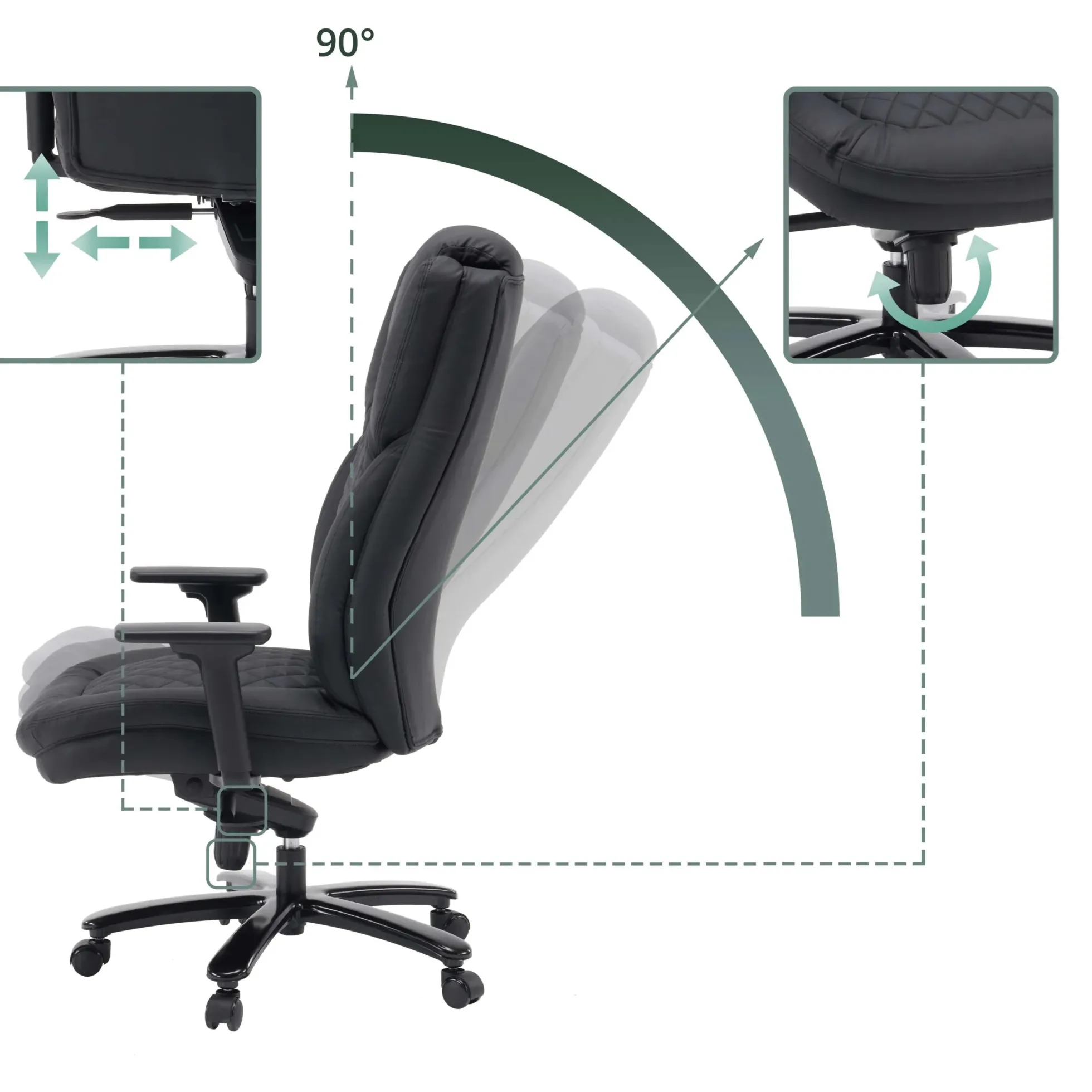 XXL Pullmann Gen2 | Kunstleder - XXL Drehstuhl Schwarz
