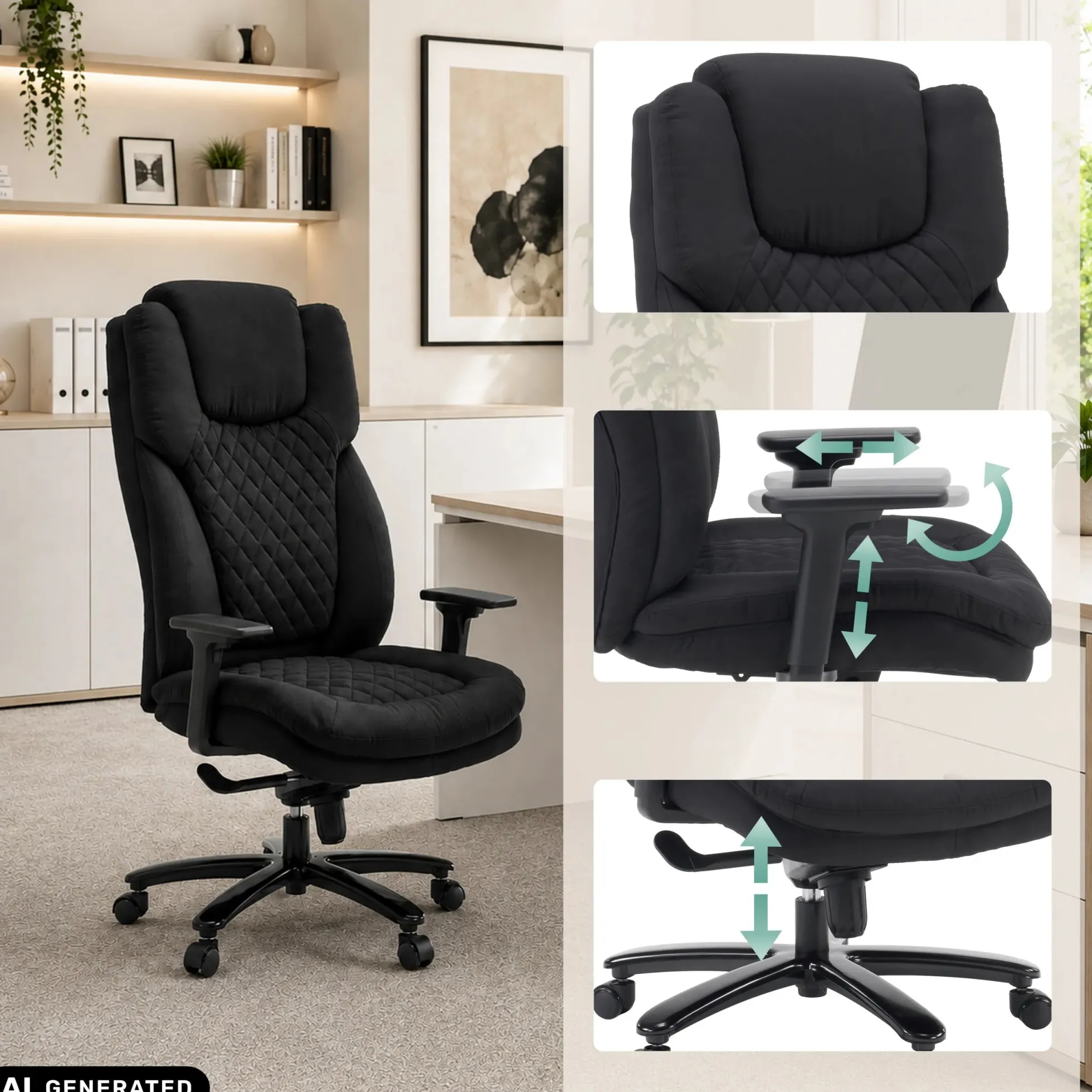 XXL Pullmann Gen2 | Stoff - XXL Drehstuhl Schwarz
