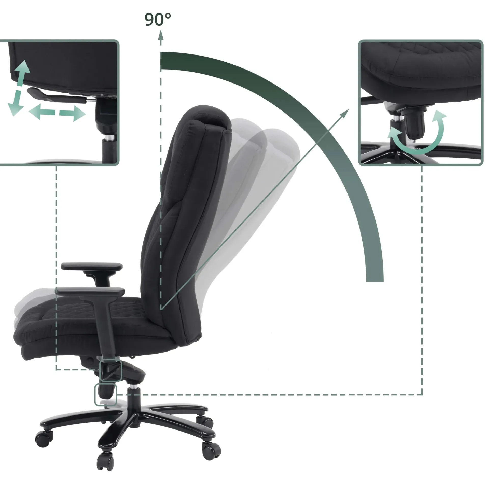 XXL Pullmann Gen2 | Stoff - XXL Drehstuhl Schwarz