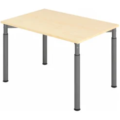 YAMA 12 G | Schreibtisch 120 x 80 höhenverstellbar Ahorn/Graphit