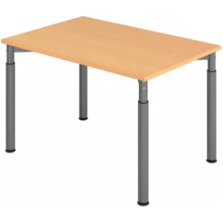 YAMA 12 G | Schreibtisch 120 x 80 höhenverstellbar Buche/Graphit