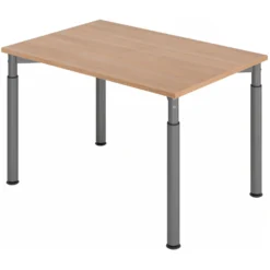 YAMA 12 G | Schreibtisch 120 x 80 höhenverstellbar Nussbaum/Graphit