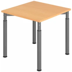 YAMA 8 G | Schreibtisch 80 x 80 höhenverstellbar Buche/Graphit