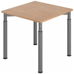 YAMA 8 G | Schreibtisch 80 x 80 höhenverstellbar Nussbaum/Graphit