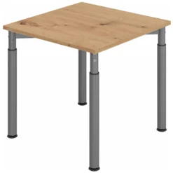YAMA 8 G | Schreibtisch 80 x 80 höhenverstellbar Asteiche/Graphit