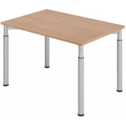YAMA 12 S | Schreibtisch 120 x 80 höhenverstellbar Nussbaum/Silber
