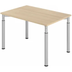 YAMA 12 S | Schreibtisch 120 x 80 höhenverstellbar Eiche/Silber
