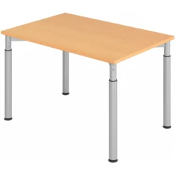 YAMA 12 S | Schreibtisch 120 x 80 höhenverstellbar Buche/Silber
