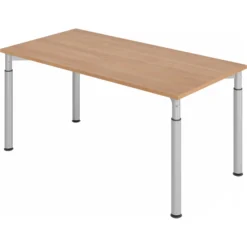 YAMA 16 S | Schreibtisch 160 x 80 höhenverstellbar Nussbaum/Silber