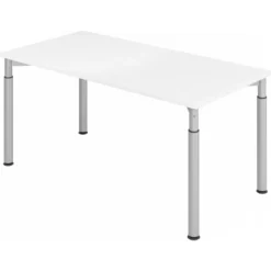 YAMA 16 S | Schreibtisch 160 x 80 höhenverstellbar Weiß/Silber