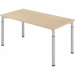 YAMA 16 S | Schreibtisch 160 x 80 höhenverstellbar Eiche/Silber