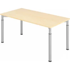 YAMA 16 S | Schreibtisch 160 x 80 höhenverstellbar Ahorn/Silber