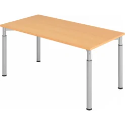 YAMA 16 S | Schreibtisch 160 x 80 höhenverstellbar Buche/Silber