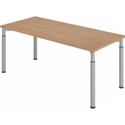 YAMA 19 S | Schreibtisch 180 x 80 höhenverstellbar Nussbaum/Silber