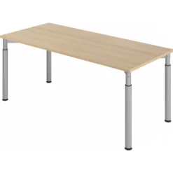 YAMA 19 S | Schreibtisch 180 x 80 höhenverstellbar Eiche/Silber