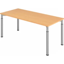 YAMA 19 S | Schreibtisch 180 x 80 höhenverstellbar Buche/Silber