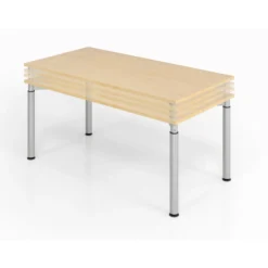YAMA 8 S | Schreibtisch 80 x 80 höhenverstellbar Weiß/Silber