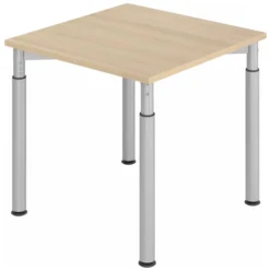 YAMA 8 S | Schreibtisch 80 x 80 höhenverstellbar Eiche/Silber