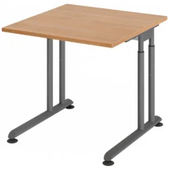 ZENO 8 G | Schreibtisch 80 x 80 höhenverstellbar Nussbaum/Graphit