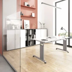 ZENO 12 G | Schreibtisch 120 x 80 höhenverstellbar Weiß/Graphit