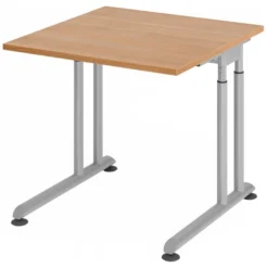 ZENO 8 S | Schreibtisch 80 x 80 höhenverstellbar Nussbaum/Silber