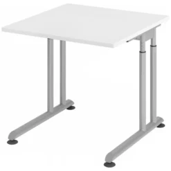 ZENO 8 S | Schreibtisch 80 x 80 höhenverstellbar Weiß/Silber