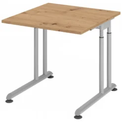 ZENO 8 S | Schreibtisch 80 x 80 höhenverstellbar Asteiche/Silber