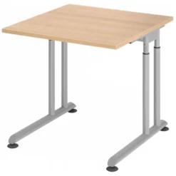 ZENO 8 S | Schreibtisch 80 x 80 höhenverstellbar Eiche/Silber
