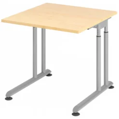 ZENO 8 S | Schreibtisch 80 x 80 höhenverstellbar Ahorn/Silber