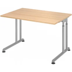 ZENO 12 S | Schreibtisch 120 x 80 höhenverstellbar Eiche/Silber