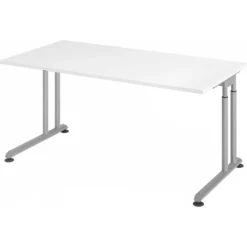 ZENO 16 S | Schreibtisch 160 x 80 höhenverstellbar Weiß/Silber