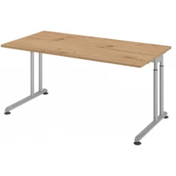 ZENO 16 S | Schreibtisch 160 x 80 höhenverstellbar Asteiche/Silber