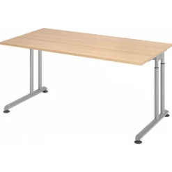 ZENO 16 S | Schreibtisch 160 x 80 höhenverstellbar Eiche/Silber