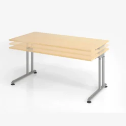 ZENO 16 S | Schreibtisch 160 x 80 höhenverstellbar Buche/Silber