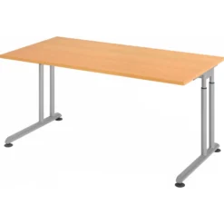 ZENO 16 S | Schreibtisch 160 x 80 höhenverstellbar Buche/Silber