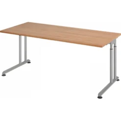ZENO 19 S | Schreibtisch 180 x 80 höhenverstellbar Nussbaum/Silber