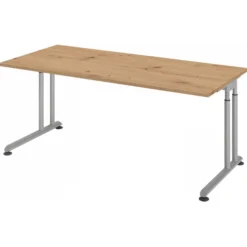 ZENO 19 S | Schreibtisch 180 x 80 höhenverstellbar Asteiche/Silber