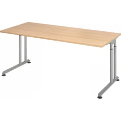 ZENO 19 S | Schreibtisch 180 x 80 höhenverstellbar Eiche/Silber