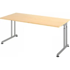 ZENO 19 S | Schreibtisch 180 x 80 höhenverstellbar Ahorn/Silber