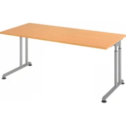 ZENO 19 S | Schreibtisch 180 x 80 höhenverstellbar Buche/Silber